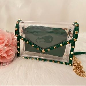 Green Crossbody Clear Bag